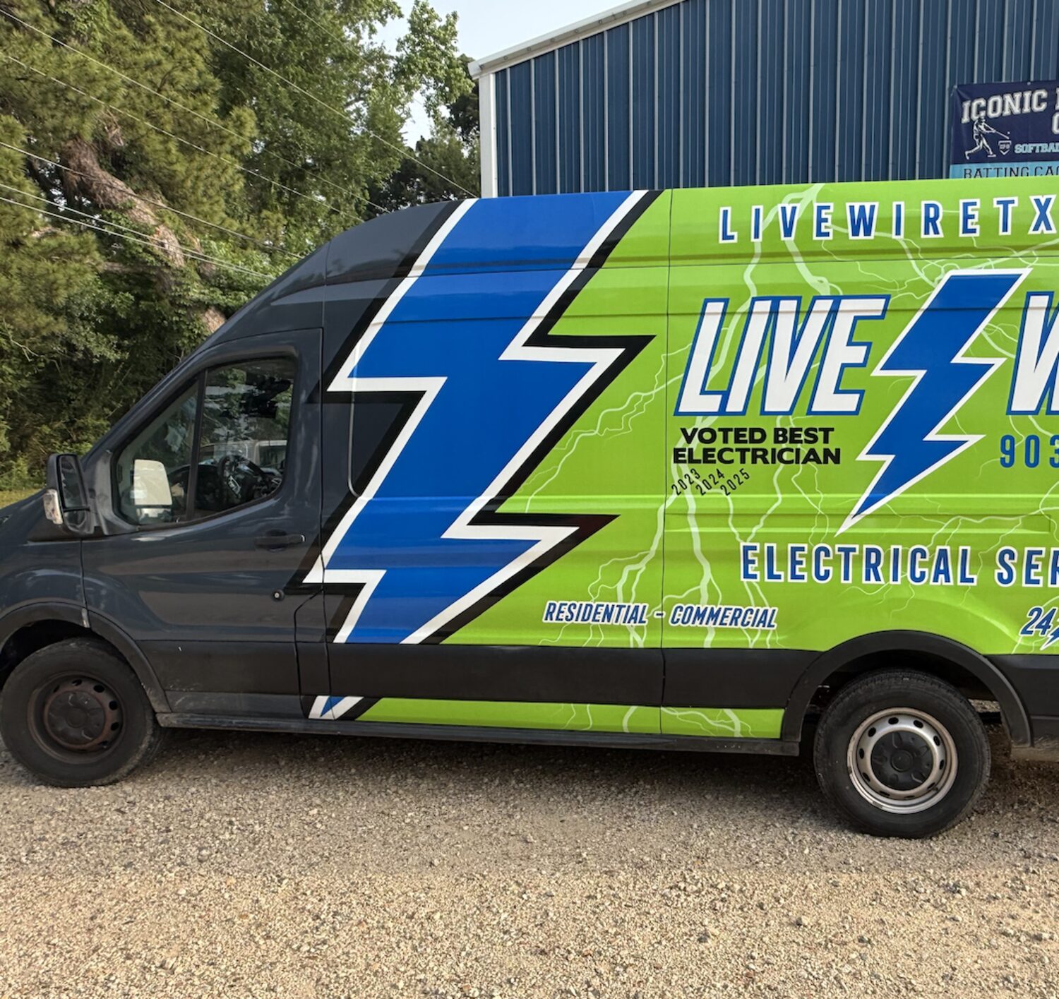 LiveWire Electrical Services wrapped service van in Texarkana